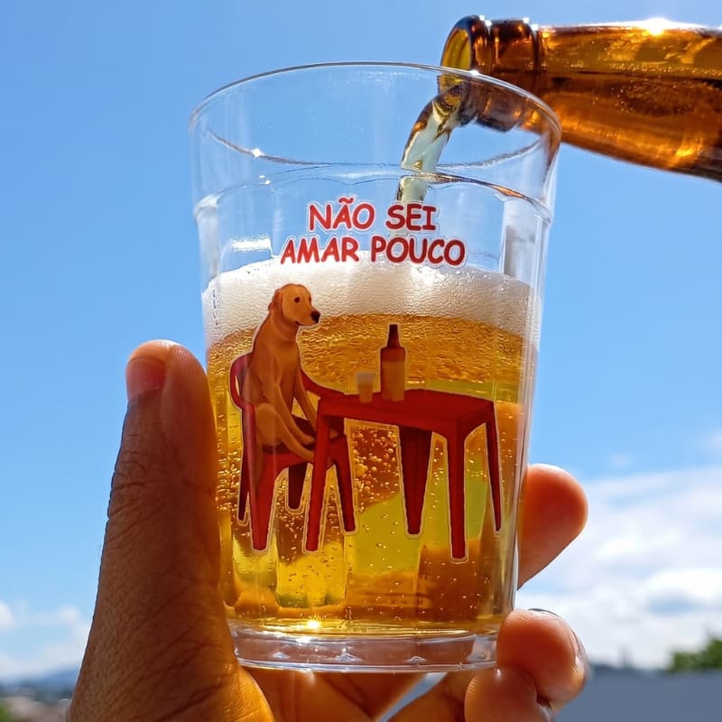 Copo Americano 190ml Personalizado Frases Divertidas com Cachorro e Mesa de Bar