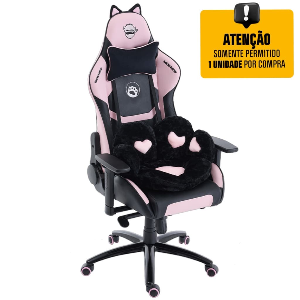 Cadeira Gamer Ninja MewMew Pro Edition, Reclinável, 3D, Black e Pink, GN-CH-MPR3DBPL