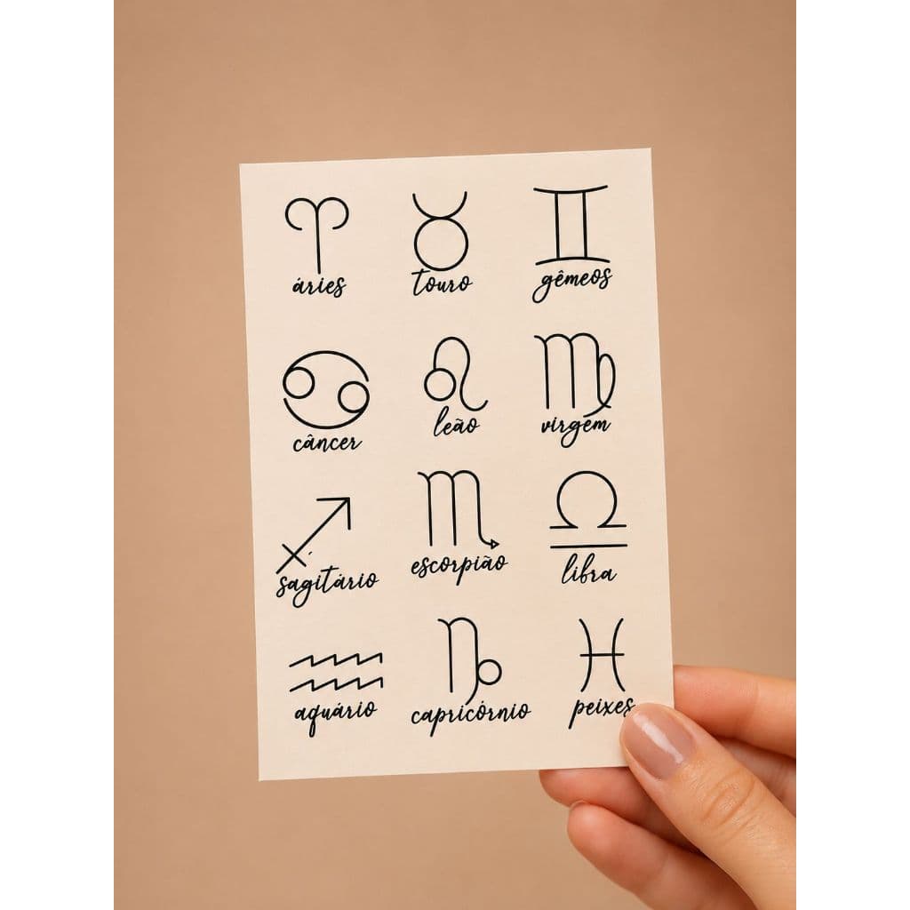 Tatuagem temporária signos | zodíaco | místico | signo | astrologia | mapa astral | tatuagens   (cartela 35)