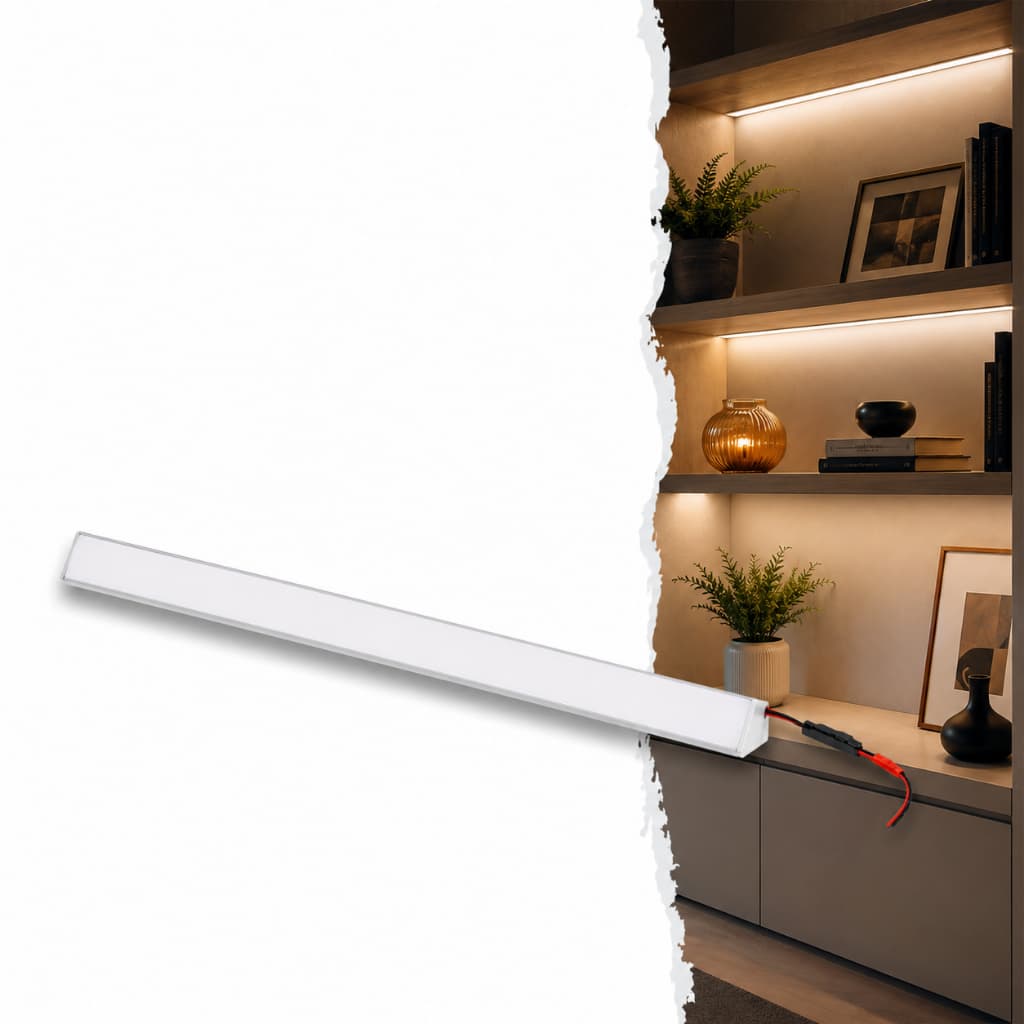 Perfil Alumínio Sobrepor de Canto 45graus 45cmx20mm com Placa de Led 5w Incluso Driver Completo