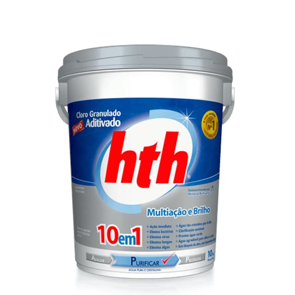 Balde de Cloro Hidroall Neoclor Domclor Sibrape Suall  HTH Granulado Multiação 10Kg Para Piscina