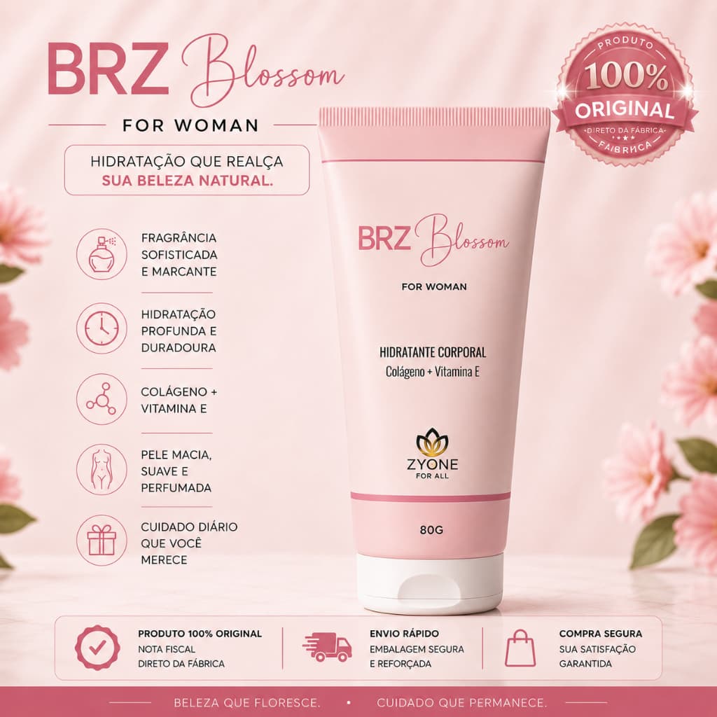 Creme Hidratante Feminino Brz Blossom Zyone Fragrância Importada 80g Antigo 121 Rosé