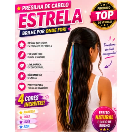 Mechas De Cabelo Sintético Com presilha Estrela Estrelinha