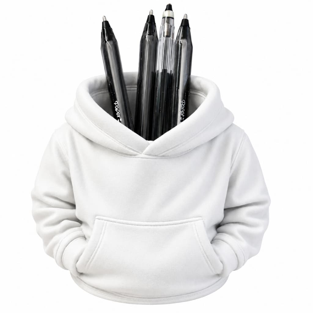KIT 2 Porta Lápis Moletom Casaco Jaqueta Organizador de Mesa Escritório Home Office Preto Branco