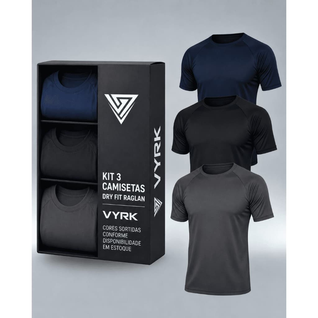 Kit 3 Camisetas Masculinas Dry Fit Lisa Academia Treino Fitness Poliéster Premium Uso Casual Esporte
