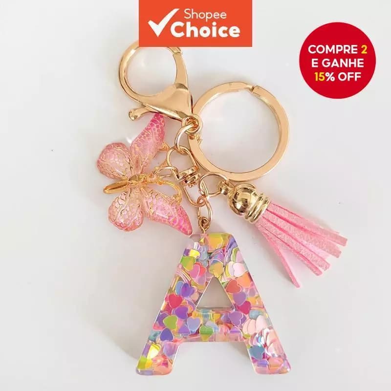 Cross-Border Rosa Lantejoulas Epóxi Carta Chaveiro Pingente Com Borboleta Borla Decoração Acessórios