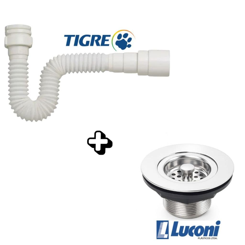 Sifão Universal Flexível Tigre para Pia, Cozinha, Tanque, Lavatório