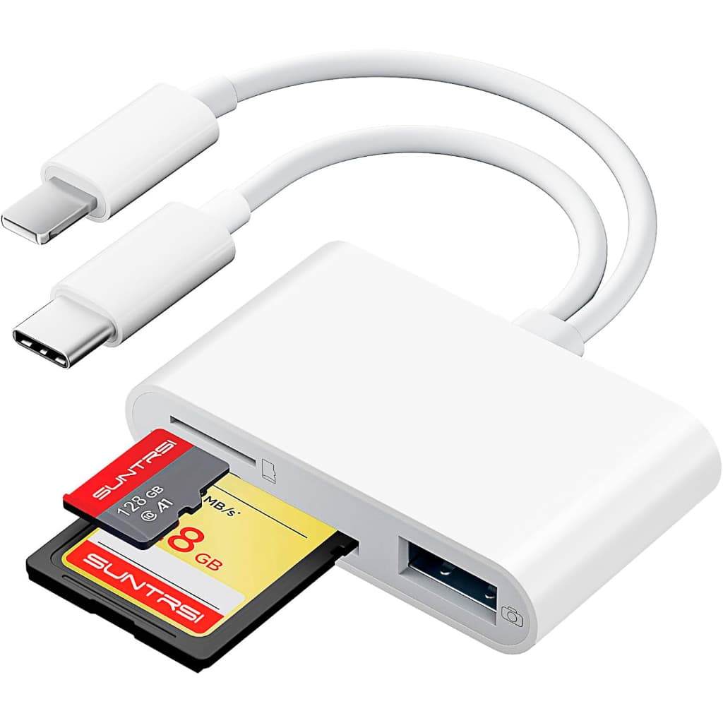 Leitor De Cartão De Memória Sd E Micro Sd Usb 2 Em 1 Para iPhone 12 13 14 15 16 17 iPad Macbook