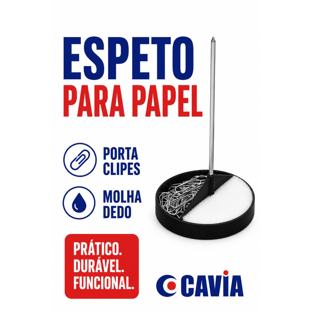 ESPETO PARA PAPEL C/PORTA CLIPS + MOLHA DEDO 1 un. - CAVIA