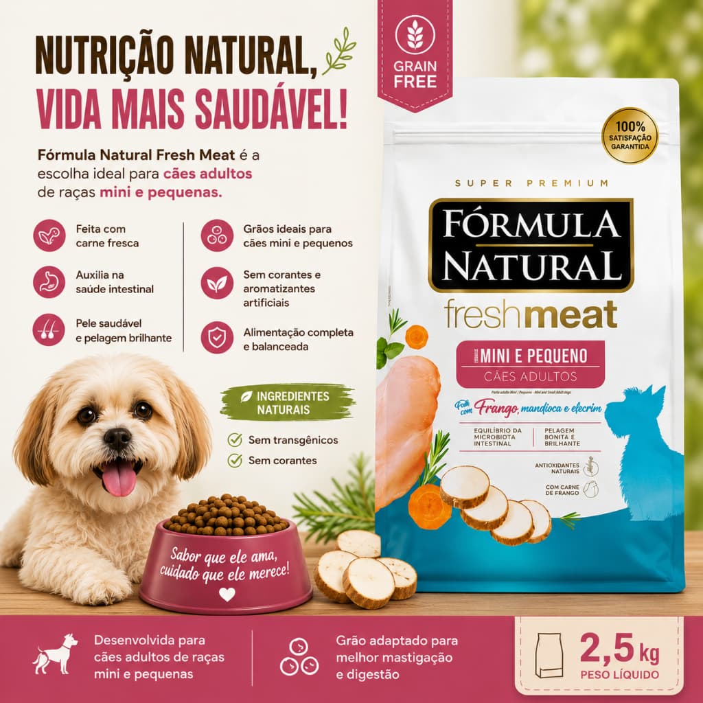 Fórmula Natural Fresh Meat Cães Adultos Mini E Pequeno 2,5kg