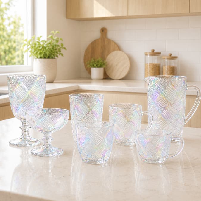 6un Conjunto de Vidro Frutacor Copo Taça Xícara Jarra Taça de Sobremesa Elegante