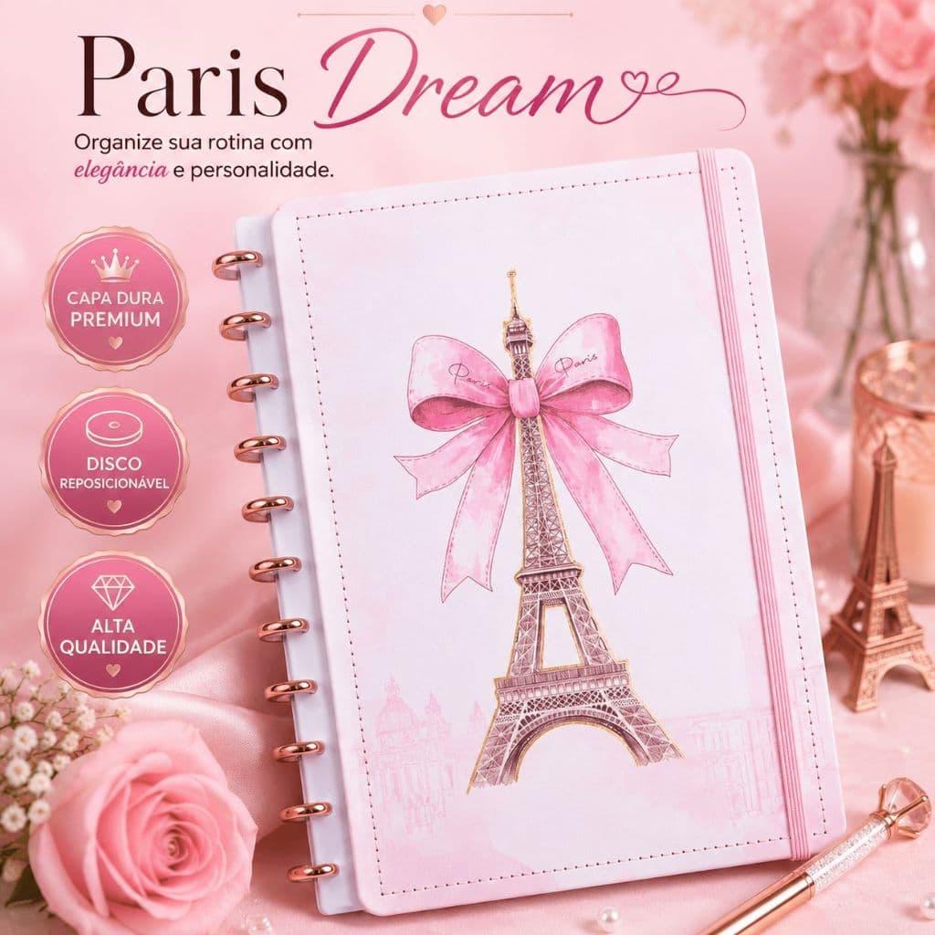 Caderno Inteligente Grande Estilo Paris | Capa Dura Reposicionável G Disko