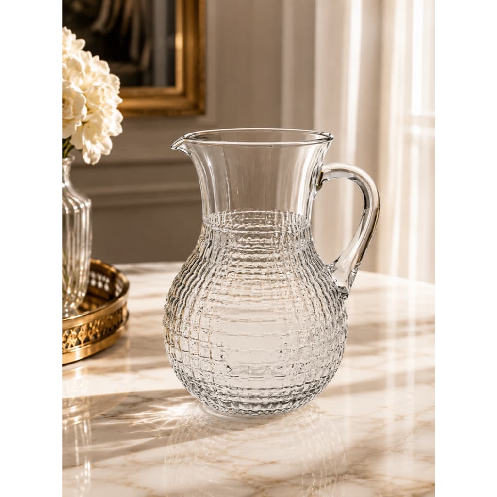 Jarra Vidro Lapidado 1,5l Mônaco Premium Elegante Mesa Posta