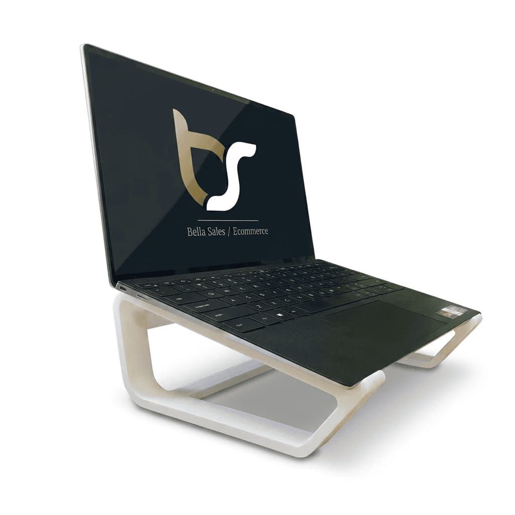 Suporte De Notebook Ergonômico com Base Elevada Antiderrapante cor Branco e Preto Prático Funcional
