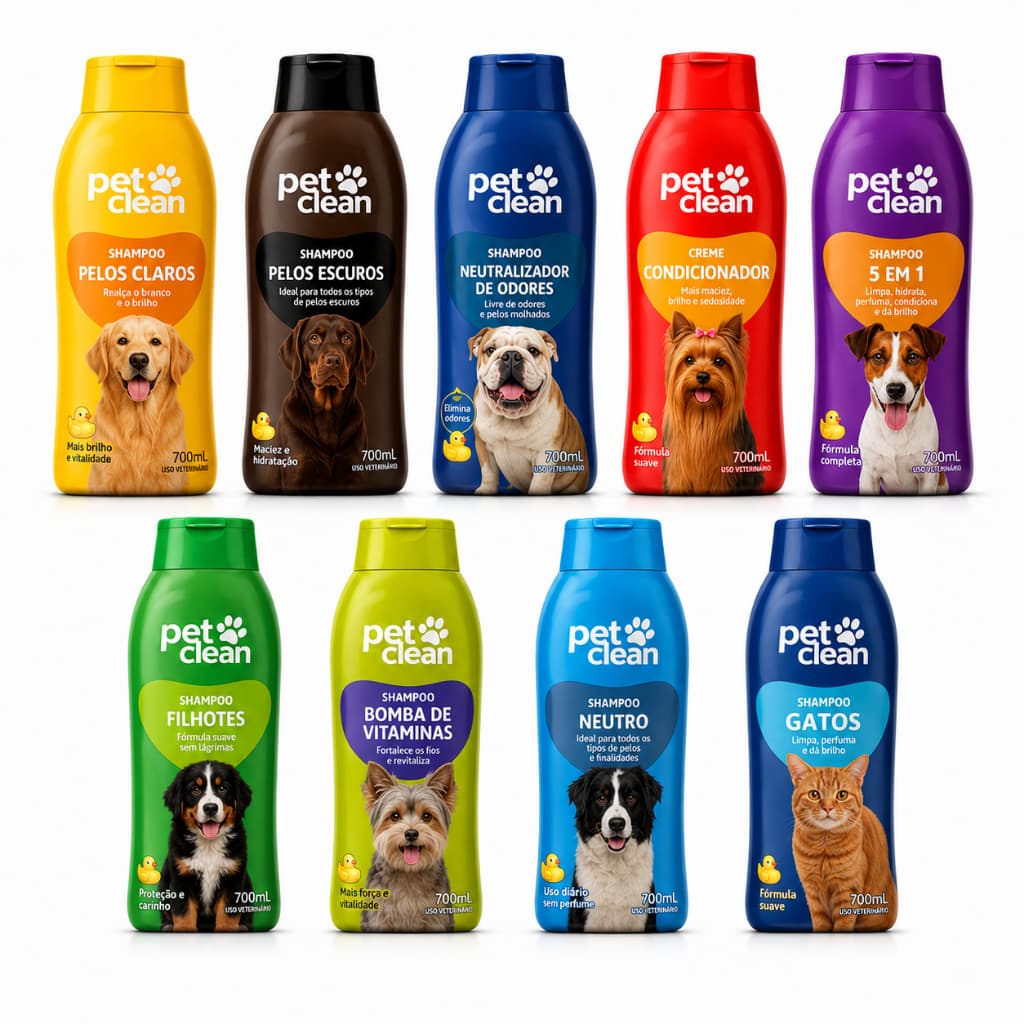 Shampoo e Condicionador Pet Shop para Cachorro e Gato Pet Clean - 700ml