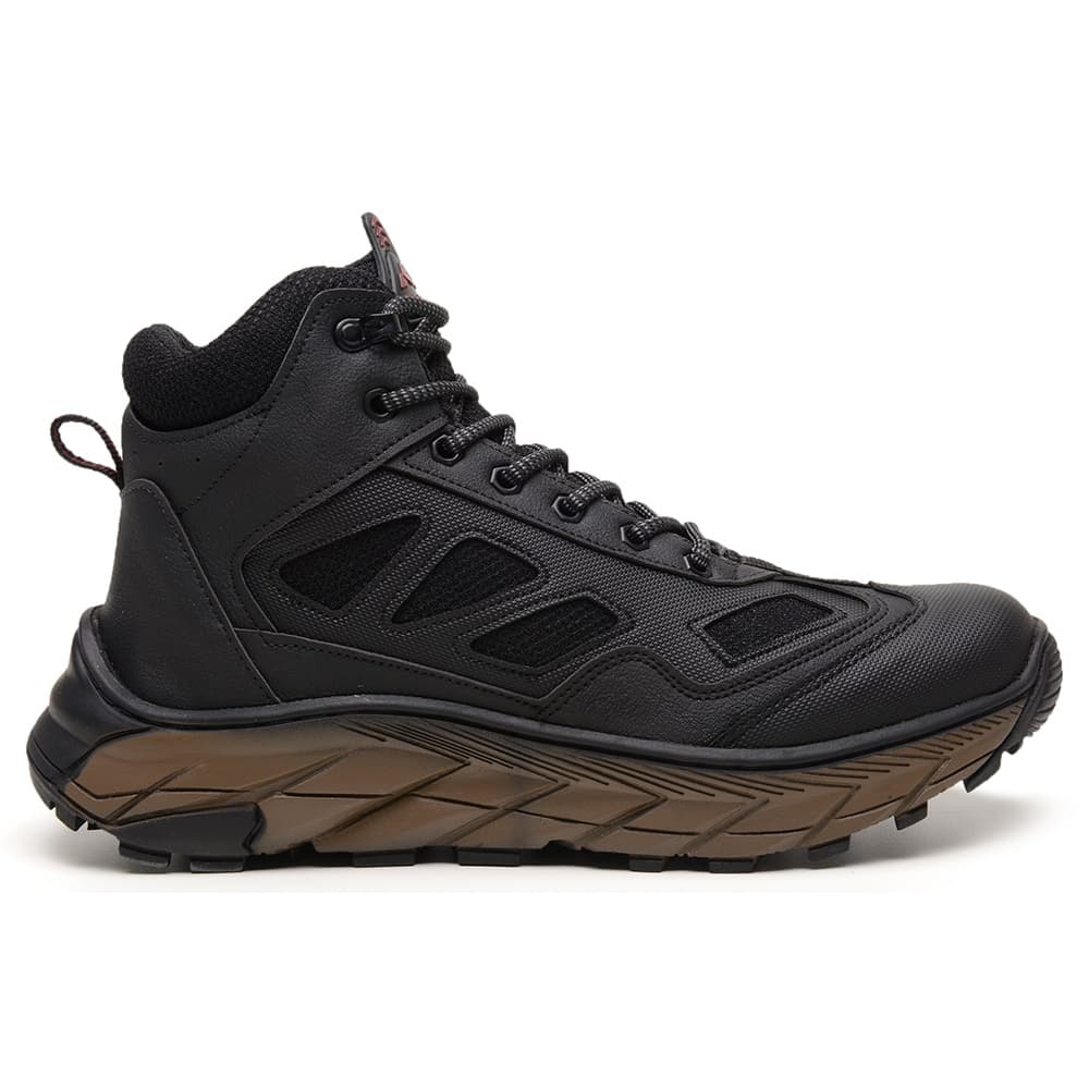 Bota Masculina Adventure Preta E Café Coturno Trilha Trekking Cano Médio Confortável Casual West Line