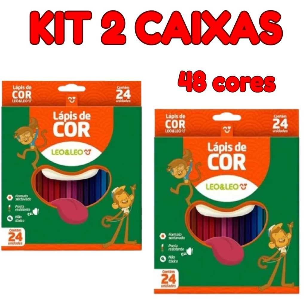 LAPIS 24 CORES KIT COM 2 CAIXA COM 24 LAPIS DE CADA LEO&LEO