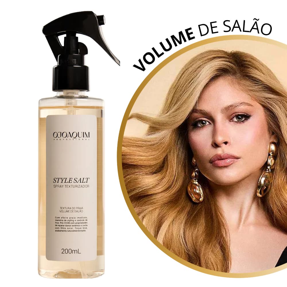 Spray Texturizador Style Salt 200ml OJoaquim Professional - Textura de Praia e Acabamento de Salão