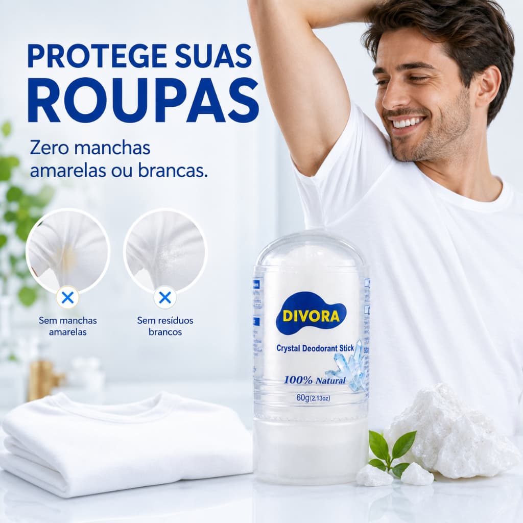 Desodorante natural em cristal 60 g portátil - bactericida e desinfetante, proteção pura para a pele