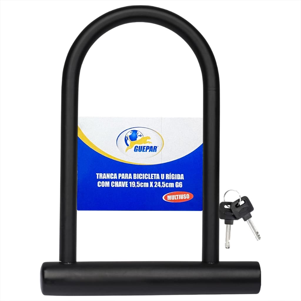Cadeado U-lock Trava Bike Tranca P/ Bicicleta Reforçado Moto Cor Preto Uma ou Duas Unidades - Guepar