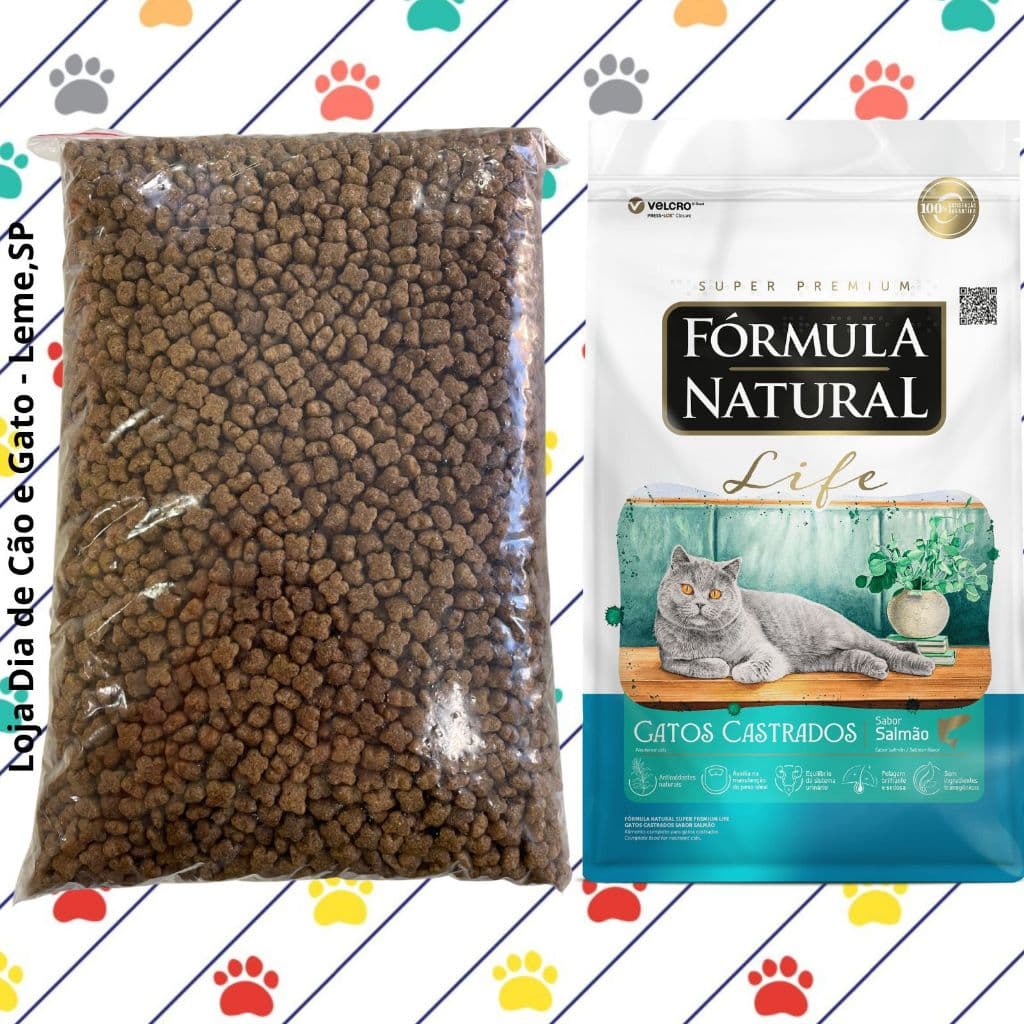 GRANEL 1KG - Fórmula Natural Super Premium Life Gatos Castrados Sabor Salmão - Sem transgênicos