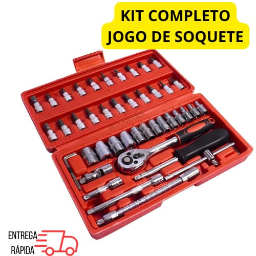 46 Peças Jogo De Chave Catraca Caixa De Ferramentas Completa Reversível Soquetes Maleta