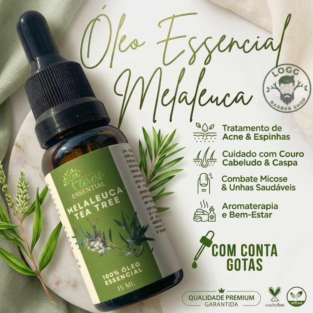 Kit 3x Óleo Essencial Melaleuca Tea Tree 10ml 100% Puro Original Difusor Limpeza Pele Absorção Rápida