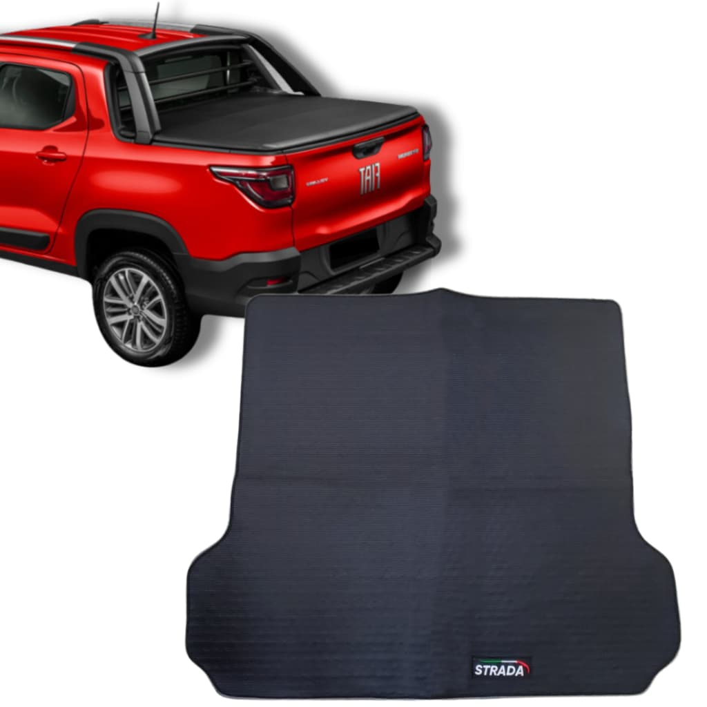 Tapete Porta Malas Fiat Strada Cabine Dupla Volcano 2020 a 2026 Tapete Preto Personalizado