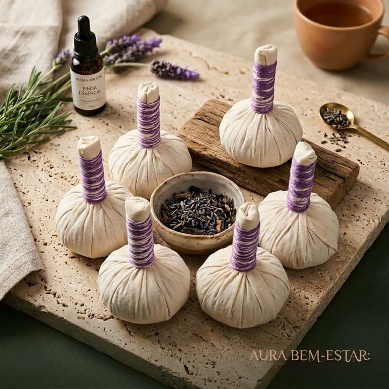 Kit 3 Pares ( 6 unidades) Pindas Chinesas Lavanda – Massagem Relaxante e Alívio de Estresse - Aura Bem-Estar