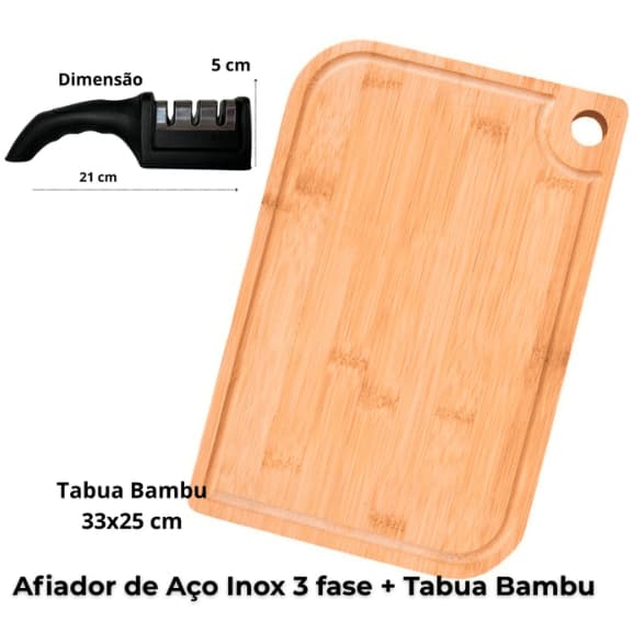 Tábua de Carne Corte Bambu Madeira Antibacteriana Faca Churrasco Cozinha Grande