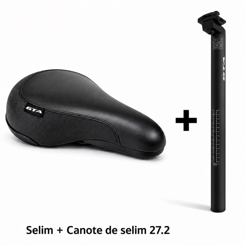 Selim GTA Modelo DDK + Canote 27.2mm Canote Com Carrinho Bicicleta Bike Freeride MTB Urban DH Grau