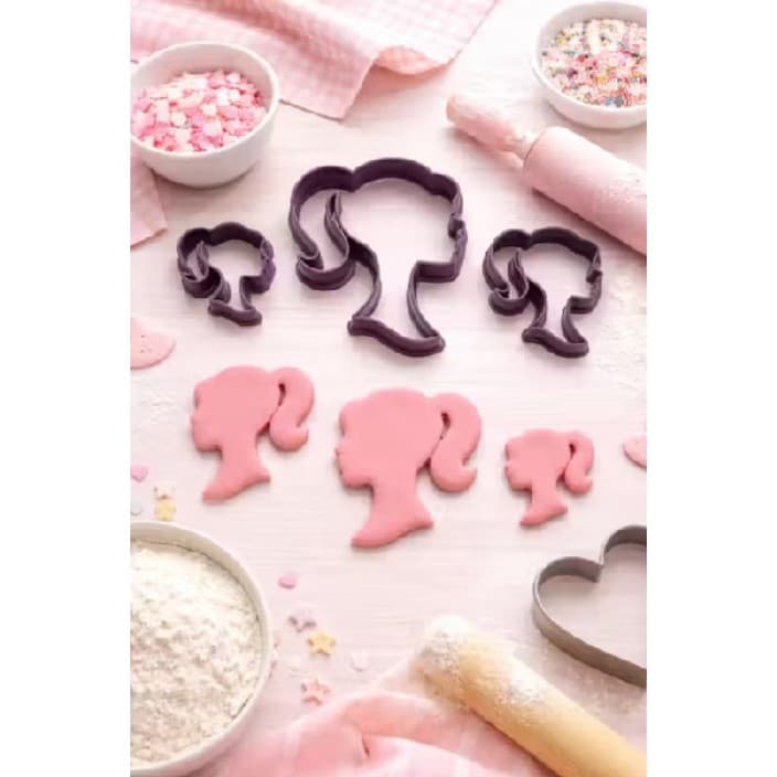 Kit- 3 cortadores Moldes Barbie Silhueta boneca perfil Biscoitos biscuit pasta americana massinhas
