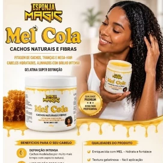 MEL COLA ESPONJA MAGIC PARA CABELOS NATURAIS E FIBRAS ORGÂNICAS BIO FIBRA BIO HUMANO