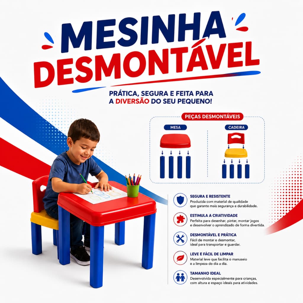 Mesinha de Brinquedo Infantil Didatica Mesa e Cadeiras Meninas Menino