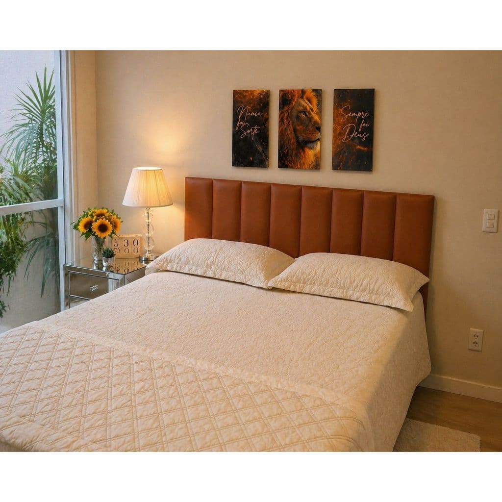 KIT CABECEIRA COURINO CAMA EM L BOX SOLTERIO CASAL QUEEN KING QUADRO DECORATIVO LEÃO DECORAÇÃO QUARTO