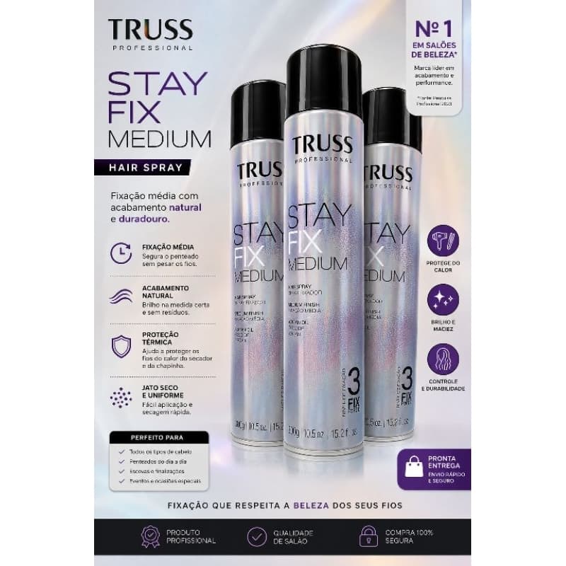 Spray Fixador de Cabelo TRUSS 450 ml -1 Unidade/ EXp: 11/026