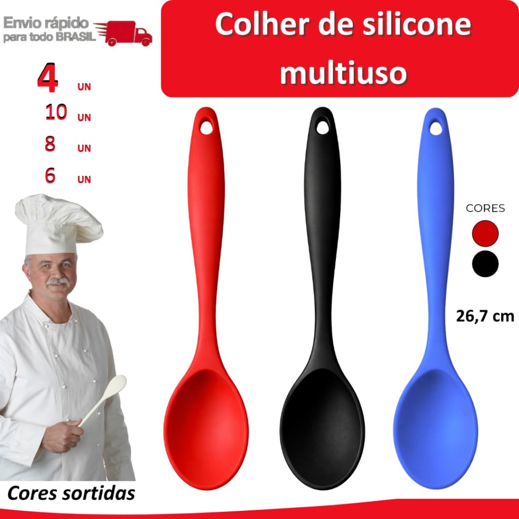 10/8/6/4 Colher de Silicone multiuso cozinha talher casa restaurante comida peças macio utensílios