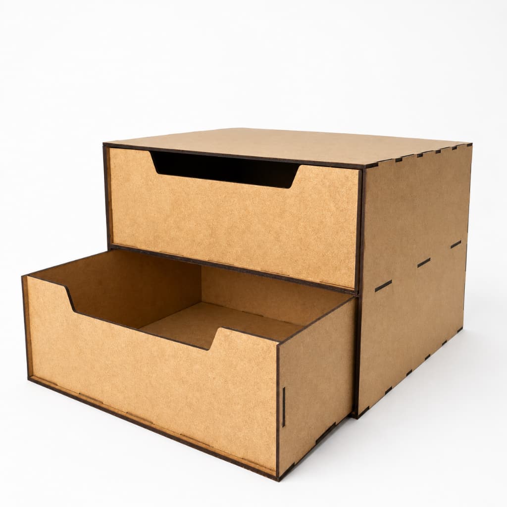Gaveteiro Organizador MDF 2 Gavetas | Caixa Organizadora Multiuso para Escritório, Mesa e Papelaria.