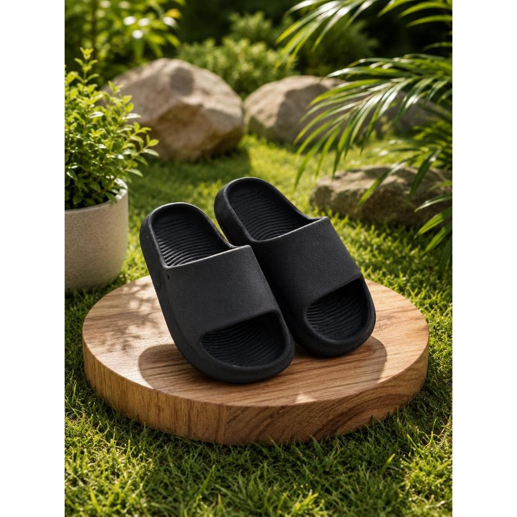 Chinelo Slide Plataforma Baixa Antiaderente Infatil Unissex Preto