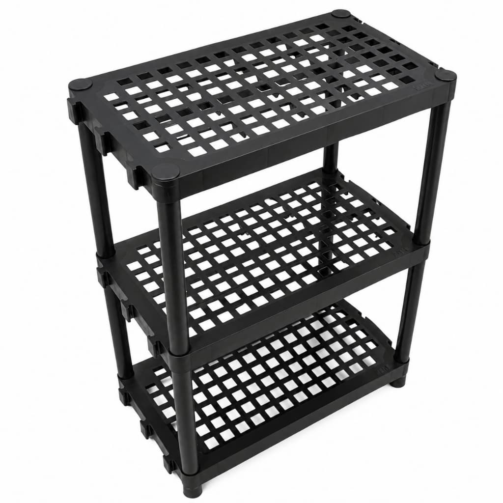 Estante Plastico Modular Multiuso 3 Prateleiras Resistente Preta