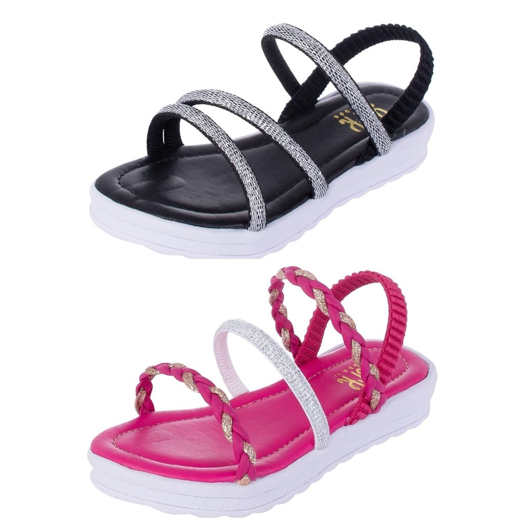 kit Sandalias Infantil Meninas 2 Pares  Leve e Confortavel