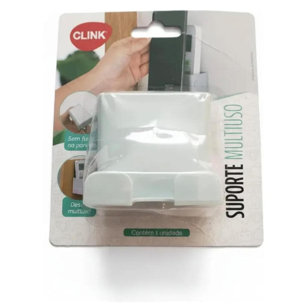 Suporte De Parede Multiuso Para Celular E Controle Remoto Adesivo Organizador Clink Sem Furo Com 1Un
