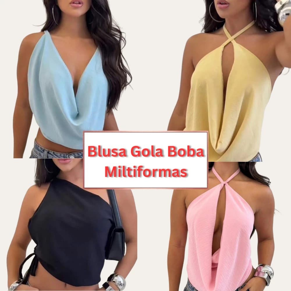 kit com 5 Cropped Com Amarração Multiformas Feminino