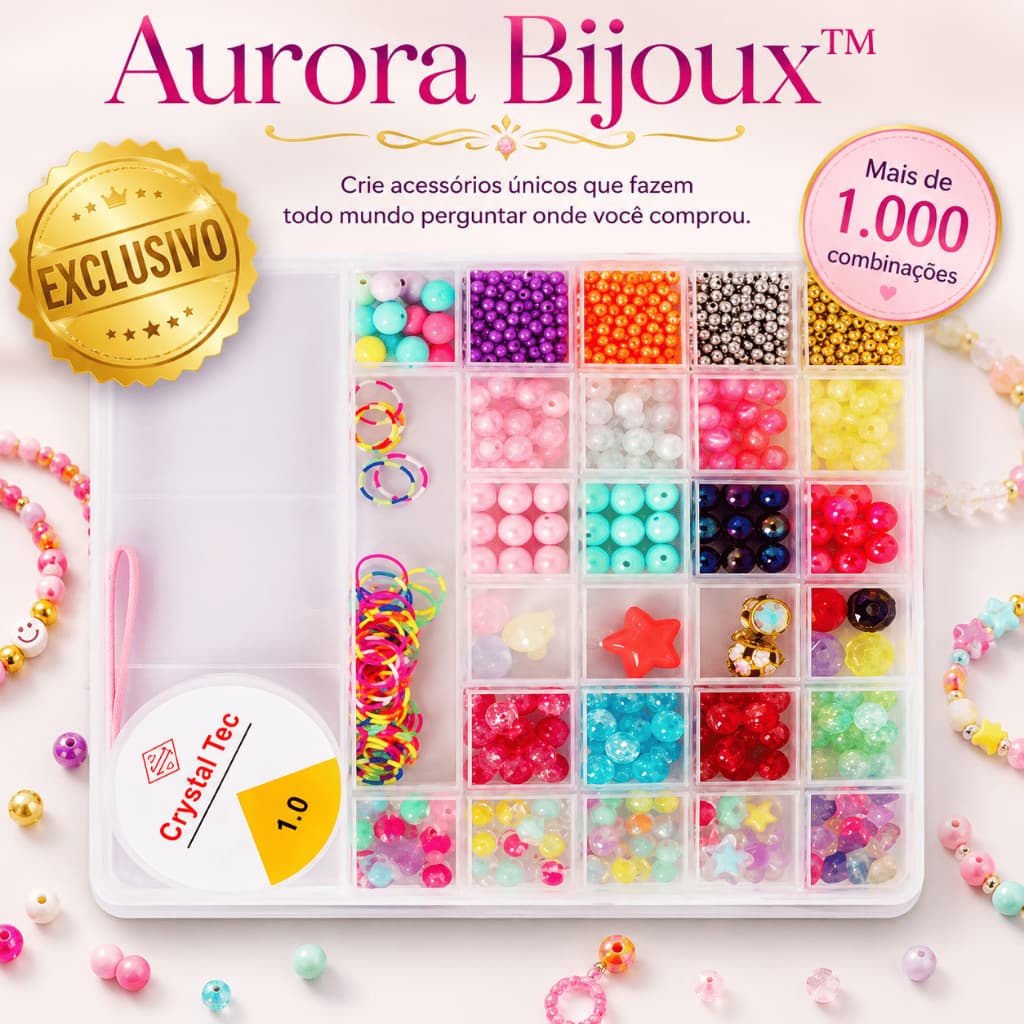 Aurora Bijoux™ Kit Miçangas Coloridas para Pulseiras e Bijuterias | Artesanato DIY Completo