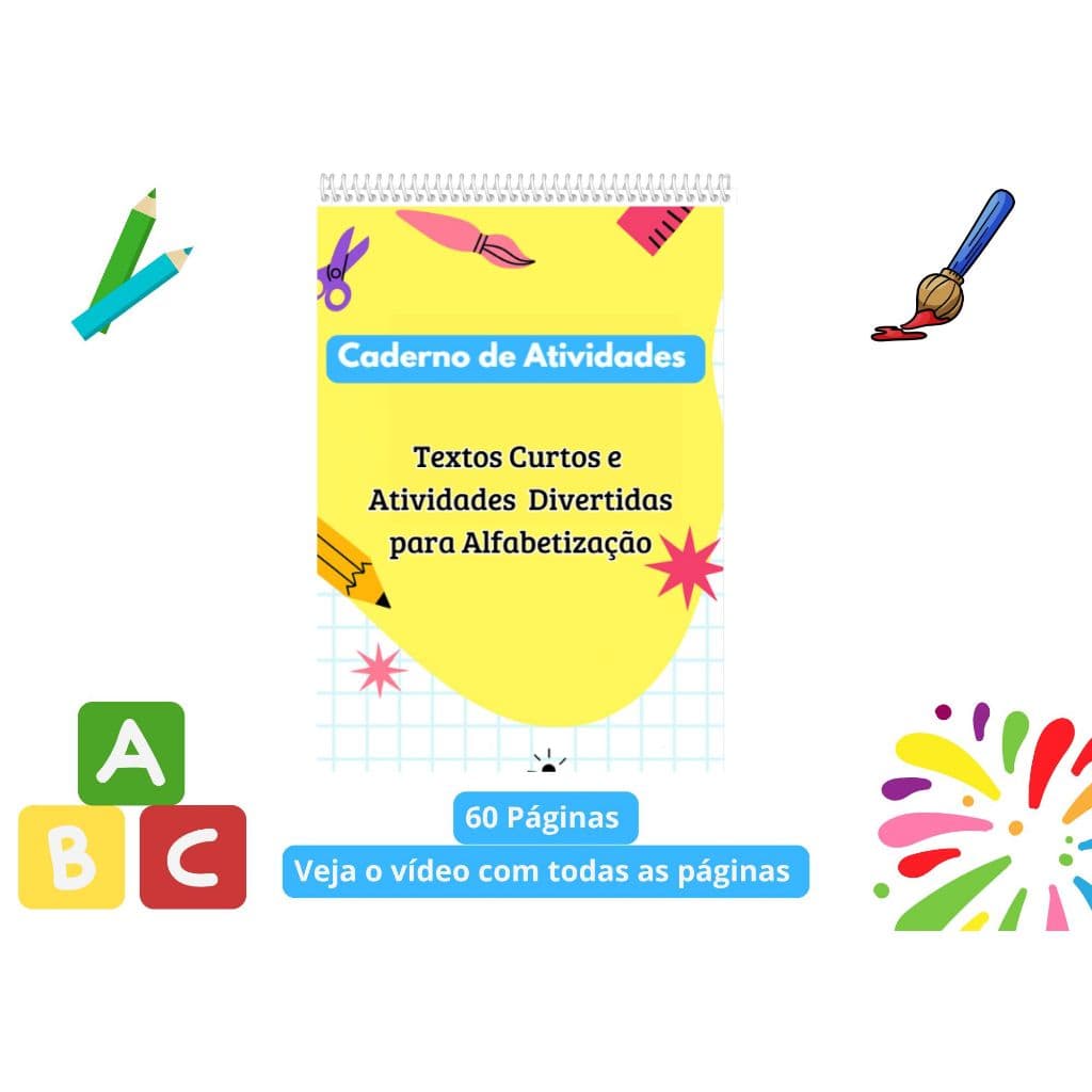 Apostila de Alfabetização Infantil  com 60 Páginas + de  50 Atividades com Textos Fáceis   #22