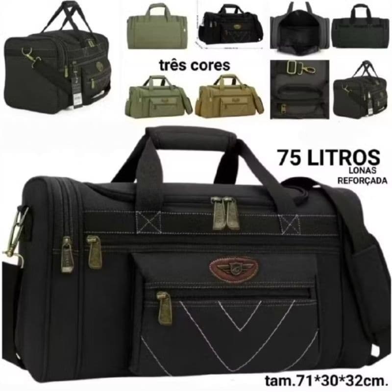Bolsa Viagem Em Lona Transversal Sacola Com Alça Grande 75 Litros Reforçada
