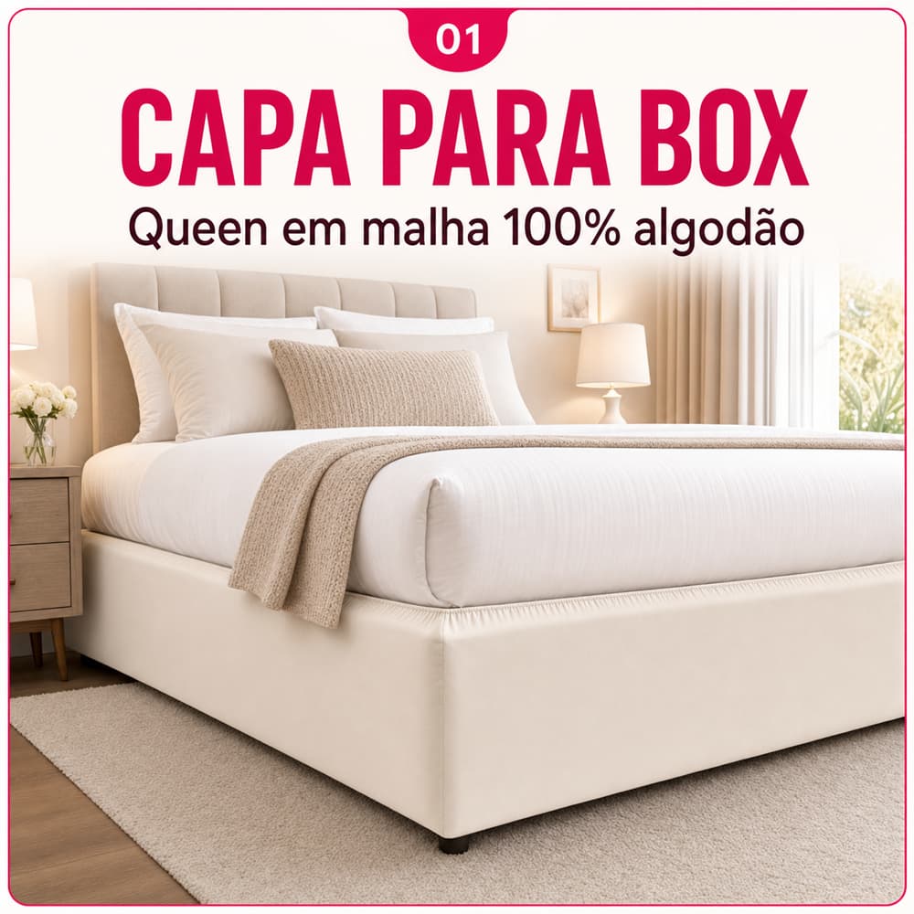 Capa Protetora Saia Para Box Queen Malha 100% Algodão