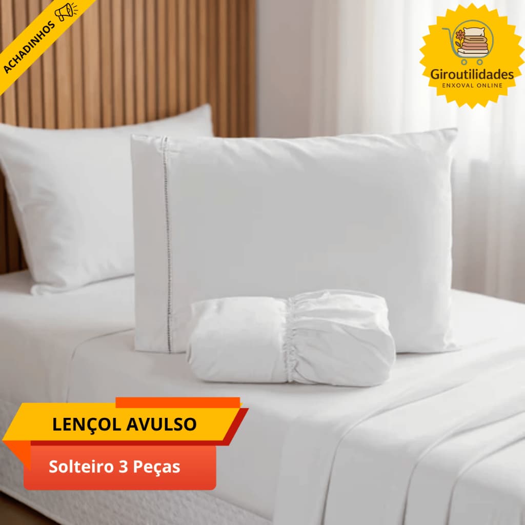 Lençol Solteiro 3 Peças Ponto Palito Promoção Percal 200 Fios 100% Algodão Escolha a Cor