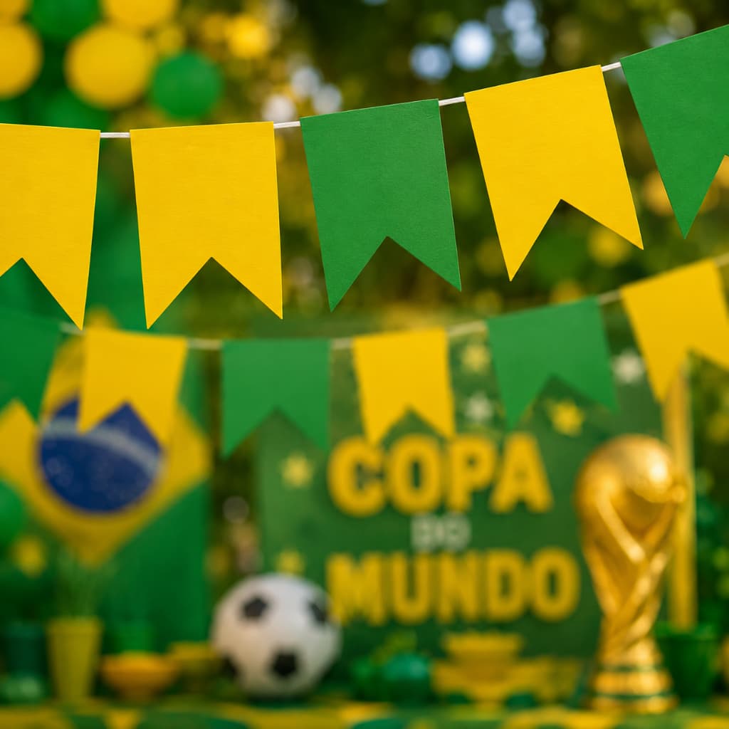 100m Bandeirinha Brasil Copa Mundo Papel Verde E Amarela
