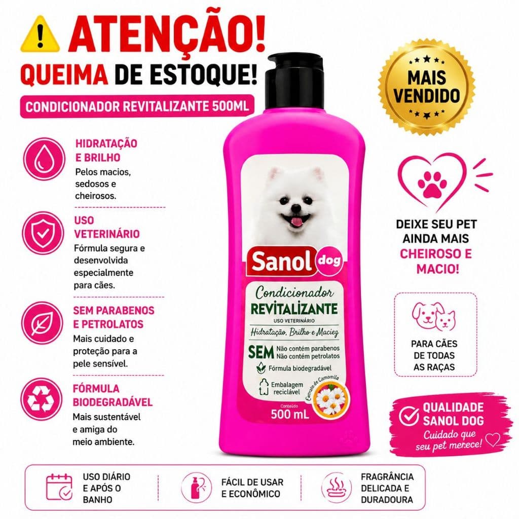 Condicionador para cães Sanol revitalizante 500ml